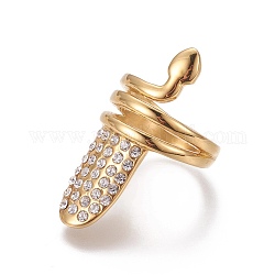 Ионное покрытие (ip) 304 кольцо на палец из нержавеющей стали, со стразами, золотые, кристалл, размер США 4 1/4 (15 мм)
