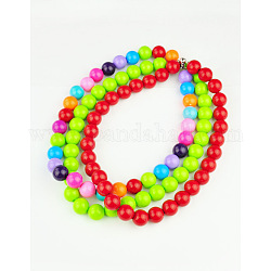 Fashion Beaded Necklaces, with Opaque Acrylic Beads, Brass Magnetic Clasps and Tiger Tail, Mixed Color, 505mm