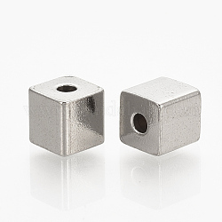304 perline in acciaio inossidabile, cubo, colore acciaio inossidabile, 5x5x5mm, Foro: 2 mm