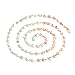 1 Strang handgefertigte Harzstreifenmuster runde Perlen Gliederketten, mit goldenen 304 Ösen aus Edelstahl, für die Herstellung von Armbandketten, Farbig, 5.5 mm, ca. 3.28 Fuß/Strang (1 m/Strang)