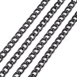 Catene alluminio  catene curb, senza saldatura, ossidato in nero, misura:ciraca catene:10mm di lunghezza, 6 mm di larghezza, 2 mm di spessore