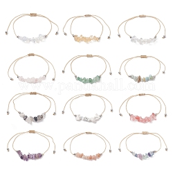 Ensemble de bracelets de perles tressées en perles mélangées naturelles et synthétiques de style 12pcs 12 pour femmes, diamètre intérieur: 3-1/8 pouce (8 cm), 1pc / style