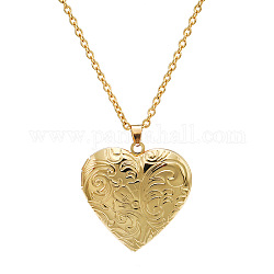 Collane con medaglione a cuore in ottone, collane con ciondolo per foto, oro, 15.75 pollice (40 cm)