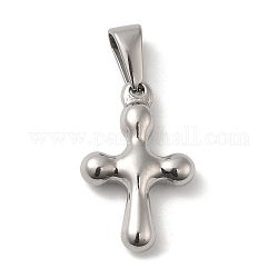 304 Stainless Steel Pendants, Cross Charm, Stainless Steel Color, 22x13.5x4mm, Hole: 6.7x3.2mm