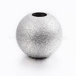 202 текстурированные шарики из нержавеющей стали, круглые, цвет нержавеющей стали, 10x9 мм, отверстие : 3 мм