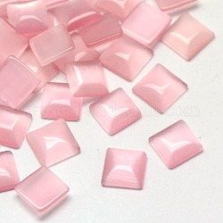 Cat Eye Cabochons, Square, Pearl Pink, 7x7x2mm