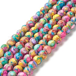 Brins de perles de magnésite naturelles et teintes assemblées, ronde, colorées, 8~8.5mm, Trou: 0.7~1mm, Environ 47~48 pcs/chapelet, 14.84~15.16 pouce (37.7~38.5 cm)