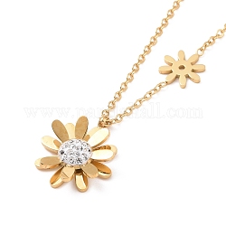 Collana con ciondolo fiore di strass di cristallo, placcatura ionica (ip) 304 gioielli in acciaio inossidabile per donna, oro, 17.91 pollice (45.5 cm)