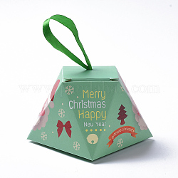 Weihnachtsgeschenkboxen, mit Band, Geschenkverpackungstaschen, für Geschenke Süßigkeiten Kekse, hellgrün, 8.1x8.1x6.4 cm