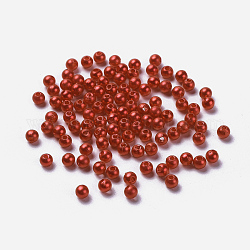 Perles acryliques de perles d'imitation, teinte, ronde, rouge foncé, 4x3.5mm, Trou: 1mm, environ 18100 pcs / livre