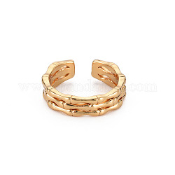 Кольцо-манжета из латуни в форме кости скелета, открытое кольцо для женщин, без никеля , золотые, размер США 6 1/4 (16.7 мм)