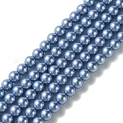Umweltfreundliche runde Perlenstränge aus gefärbtem Glasperlen, Klasse A, Baumwollkordel Gewinde, mauve, 6 mm, Bohrung: 0.7~1.1 mm, ca. 72 Stk. / Strang, 15 Zoll