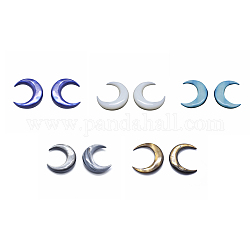 Оболочки кабошонов, окрашенные, луна, разноцветные, 32~37x30~33x2~8 мм
