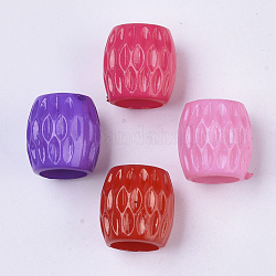 Opaque Acrylic Beads, Large Hole Beads, Barrel with Horse Eye, Mixed Color, 13x12.5mm, Hole: 8mm, about 640pcs/500g