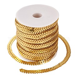 Hierro hoja vincula cadenas, con carrete, soldada, dorado, 5x8.5x2mm, aproximadamente 82.02 pie (25 m) / rollo
