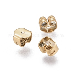 Revestimiento iónico (ip) 304 tuercas de oreja de acero inoxidable, pendiente trasero, dorado, 5x5x3.5mm, agujero: 0.8 mm