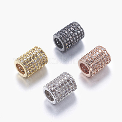 Messing Mikro ebnen Zirkonia Perlen, Kolumne, Transparent, Mischfarbe, 9x6.5 mm, Bohrung: 4 mm