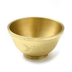 Brass Aromatherapy Candle Holder, Home Tabletop Centerpiece Decoration for Meditation, Golden, Bowl with Triple Moon Pentacle, Star, 6.1x3.2~3.5cm