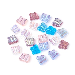 Tschechische Glasperlen, ab Farbe plattiert, Schmetterling, Mischfarbe, 9.5x10.5x4 mm, Bohrung: 1 mm, ca. 120 Stk. / Beutel