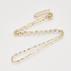 Cadenas de cable de latón collares, con cierre de langosta, sin níquel, real 18k chapado en oro, 16.4 pulgada (41.9 cm), 2mm