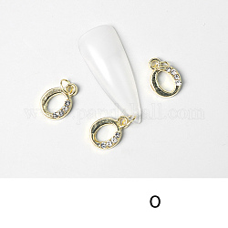 Cabochons Diamante de imitación de la aleación, accesorios de la decoración del arte del clavo, con anillo de salto, carta, dorado, letter.o, 11~14x5~12mm