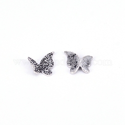 Cabujones de aleación texturizados, accesorios de decoración de uñas para mujeres, mariposa, plata antigua, 10.5x10.5x2.5mm