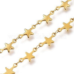304 cadenas de eslabones de estrella de acero inoxidable, con carrete, soldada, dorado, estrella: 12.5x6x1 mm, link: 3.5x2x0.2 mm, aproximadamente 16.4 pie (5 m) / rollo