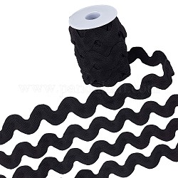 GORGECRAFT 20mm RIC Rac Ribbon 10 Yards Black Wave Sewing Bending Fringe Trim Woven Braided Fabric Lace for DIY Crafts Clothes Dress Embellishment Flower Gift Wrapping Wedding Party Decorations