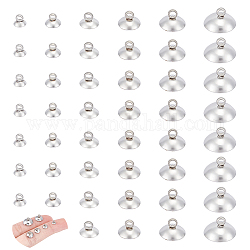 UNICRAFTALE 120Pcs 6 Sizes 304 Stainless Steel Bead Caps Pendant Bails Caps End Caps Beads Round Charm Bails with Loop Findings Pendant Connector for Earring Necklace Jewelry DIY Making