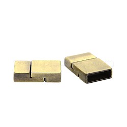 Nickel Free & Lead Free Antique Bronze Plated Alloy Rectangle Magnetic Clasps, Long-Lasting Plated, 23x15x6mm, Hole: 4x13mm