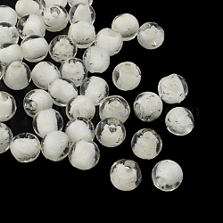 Perles vernissées lumineuses manuelles, ronde, blanc, 9~10mm, Trou: 1~2mm