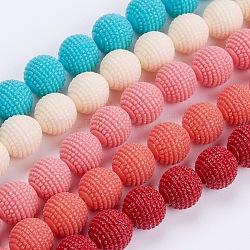 Chapelets de perles de corail synthétiques teintes, ronde, couleur mixte, 14mm, Trou: 1.4 mm, 26 pcs / chapelet, 14.56 pouce (37 cm)