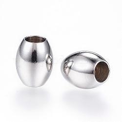 201 perline in acciaio inossidabile, barile, perline con foro grande, colore acciaio inossidabile, 10x8mm, Foro: 4 mm