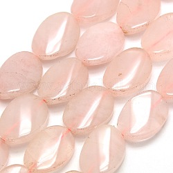 Oval Natural Rose Quartz Beads Strands, 18x13x6mm, Hole: 1mm, about 22pcs/strand, 16.1 inch