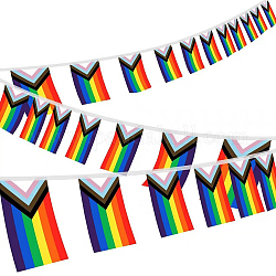 Banderas rectangulares de poliéster, pancarta colgante de rayas arcoíris, para fiestas, festivales, decoraciones para el hogar, colorido, 210x140mm, 25 PC / sistema, 8m / set