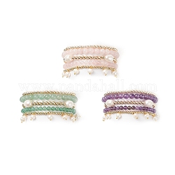 5 個 5 スタイル天然宝石 & 真鍮ビーズ ストレッチ ブレスレット セット  女性のための天然真珠のチャームの積み重ね可能なブレスレット  内径：2~2-1/4インチ（5.2~5.6cm）  1個/スタイル