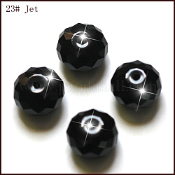 Имитация австрийских кристаллов, класс AAA, граненые, рондель, чёрные, 6x4 мм, отверстие : 0.7~0.9 мм
