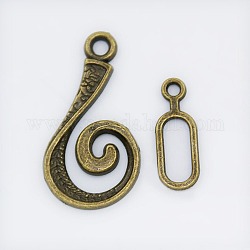 Alloy Hook and Eye Clasps, Cadmium Free & Lead Free, Antique Golden Color, 13.5x25.5x1.5mm 6x16.5x1mm, hole: 2mm, Bar: 6mm wide, 16.5mm long, 1mm thick, hole: 2mm.