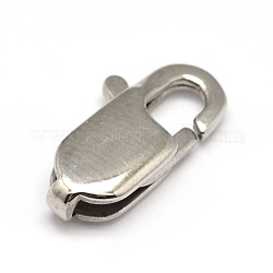 304 Stainless Steel Lobster Claw Clasps, Stainless Steel Color, 16x8x4mm, Hole: 1x3mm