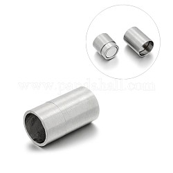 Fermoirs magnétiques à colonne en acier inoxydable mat 304 avec emembouts à coller, couleur inoxydable, 20x11mm, Trou: 9mm