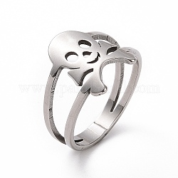 201 кольцо на палец с черепом из нержавеющей стали, широкое кольцо для женщин, цвет нержавеющей стали, размер США 6 1/2 (16.9 мм)