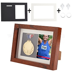 Natural Wood Photo Frames, for Tabletop Display Photo Frame, with Glass Finding, Rectangle, Sienna, Finish Product: 175x182x227mm