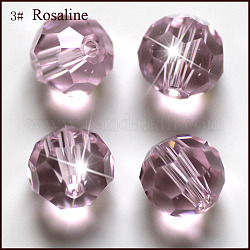 Imitation österreichischen Kristallperlen, Klasse aaa, facettiert (32 Facetten), Runde, rosa, 6 mm, Bohrung: 0.7~0.9 mm
