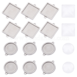 Unicraftale 24Pcs 304 Stainless Steel Cabochon Connector Settings, Mixed Shapes, Stainless Steel Color, 27.5x21x2mm, Hole: 1.8mm, 6Pcs