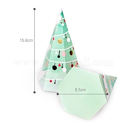 Cajas de panadería de papel cónico, caja de regalo de tema navideño, para mini torta, magdalena, embalaje de galletas, Modelo del árbol de navidad, 95x156mm
