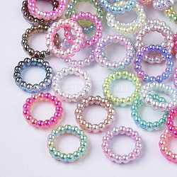 ABS Kunststoff Imitation Perle Verbindungsringe, Regenbogen Gradient Meerjungfrau Perle, runden Ring, Mischfarbe, 14x3 mm, Innendurchmesser: 10 mm, ca. 1000 Stk. / Beutel