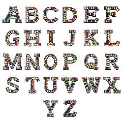 Plancha de tela en parches del alfabeto, con rhinestone de la resina, accesorios de vestuario, Letra A ~ Z, colorido, 23~59x52~59x3.5mm, 26 PC / sistema