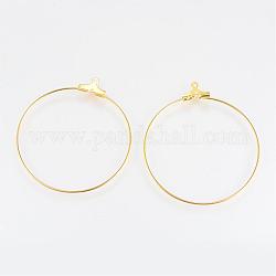 Steel & Brass Wire Pendants, Flat Round, Golden, 42~43x37~40x0.5mm, Hole: 1mm