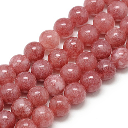 Natural Quartz Beads Strands, Imitation Rhodochrosite, Round, Dyed, 12x11.5mm, Hole: 1mm, about 34pcs/strand, 16.3 inch