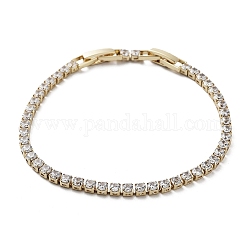 Bracelet de tennis en laiton micro pavé de zircons cubiques transparents, bracelets à maillons, Plaqué longue durée, or, 6-7/8 pouce (17.5 cm)